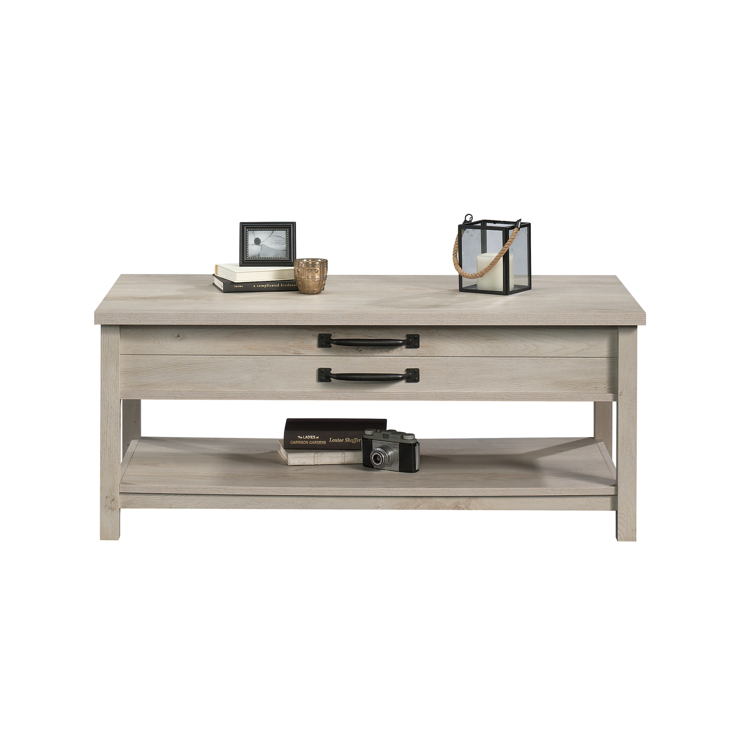 Modern Farmhouse Rectangle Lift Top Coffee Table, Rustic White
