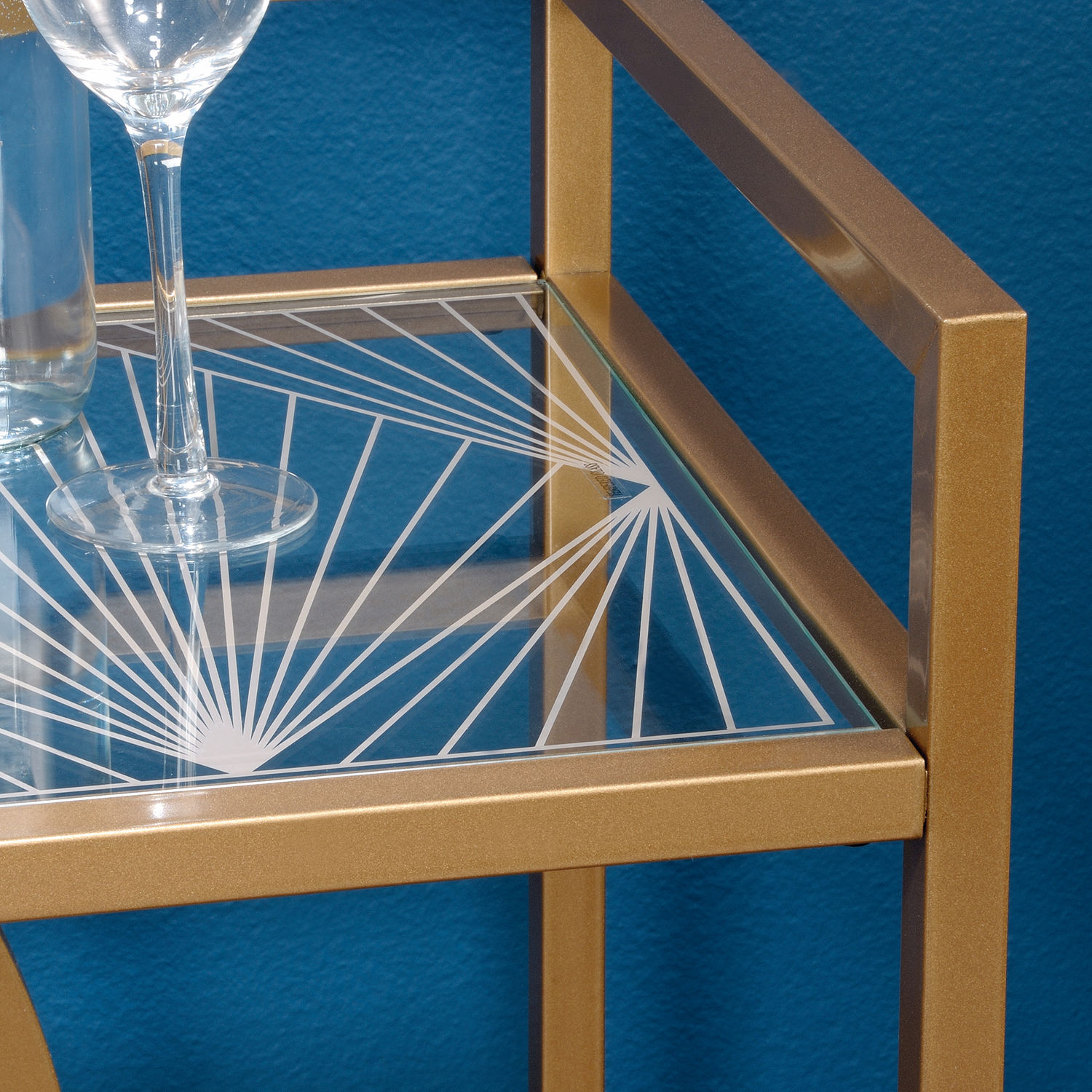 Better Homes & Gardens Nola Mid-Century Metal & Glass Bar Cart, Gold Finish