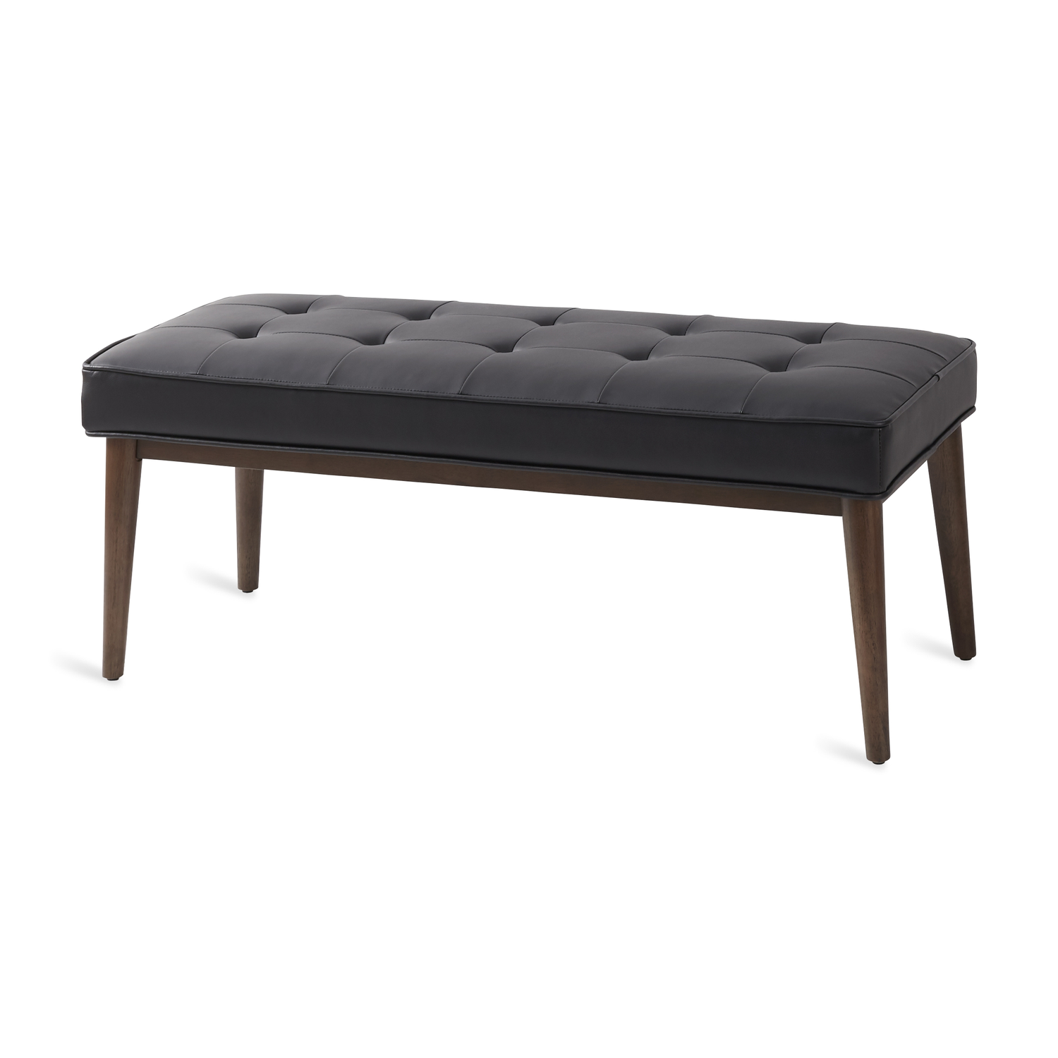 Colton Upholstered Bench, Black Faux Leather